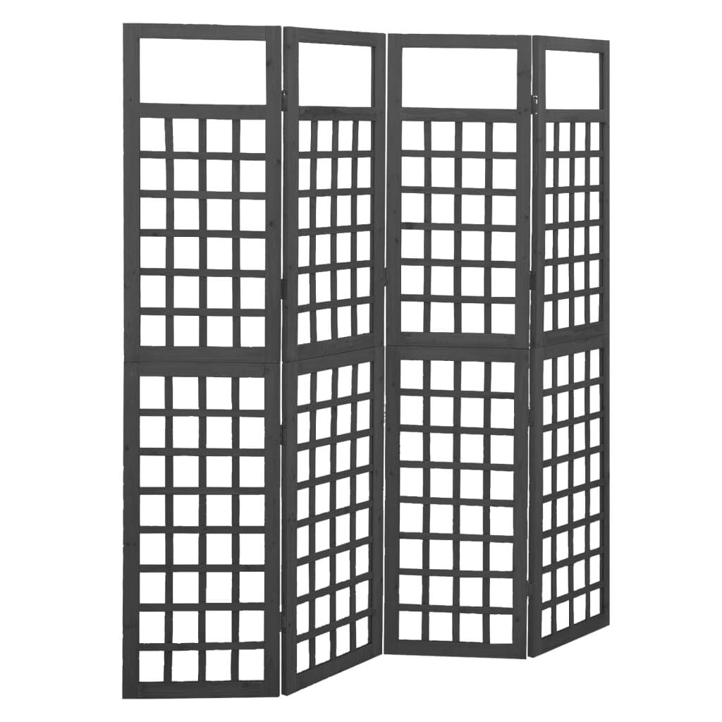 Kamerverdeler/Trellis met 4 Panelens, 161x180 cm, Vurenhout Zwart (54% Korting)
