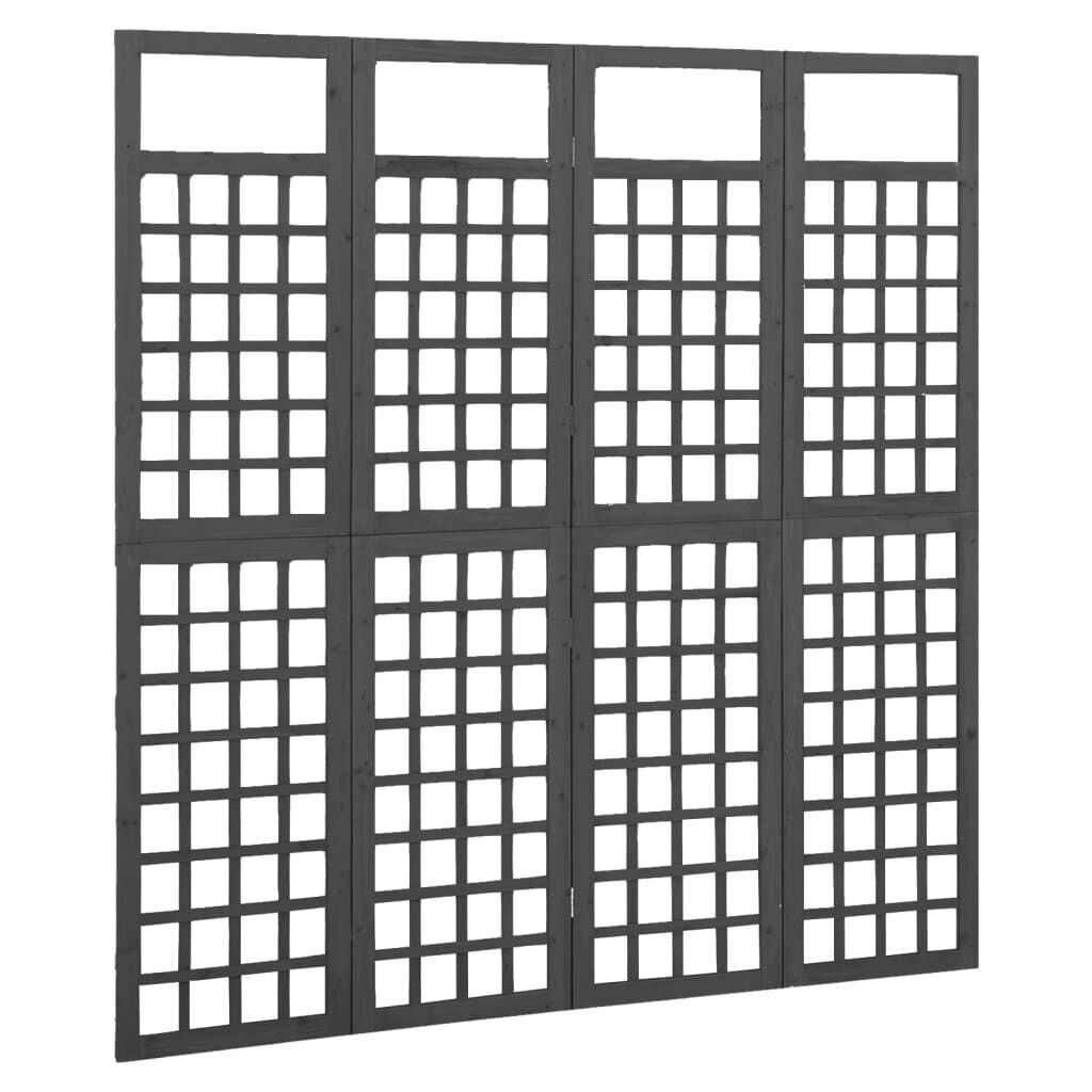 Kamerverdeler/Trellis met 4 Panelens, 161x180 cm, Vurenhout Zwart (54% Korting)