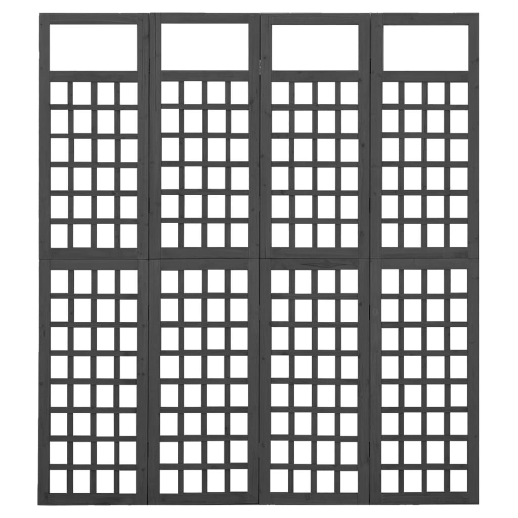 Kamerverdeler/Trellis met 4 Panelens, 161x180 cm, Vurenhout Zwart (54% Korting)