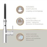 Keukenkraan Chroom met Uittrekbare Douchekop & Koudestart (34% Korting)