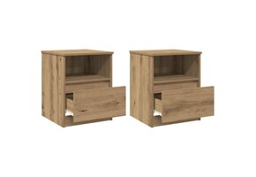 Nachtkastjes Eiken Hout Bewerkte Set van 2 - 63% Korting