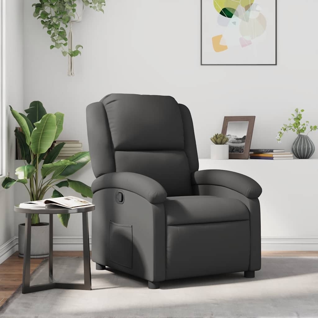 Comfortabele Grijze Leren Fauteuil - 55% Korting