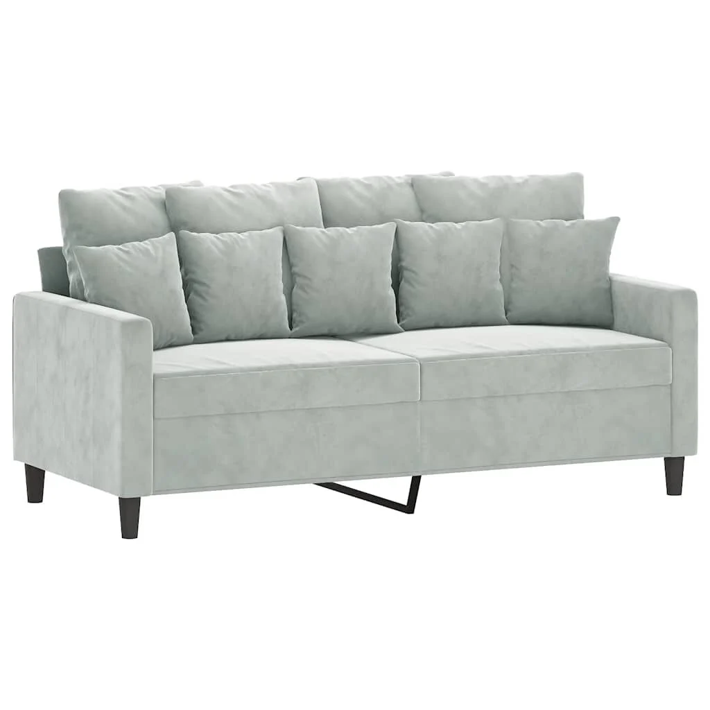 Lichtgrijze fluwelen tweezitsbank 140 cm - 35% korting