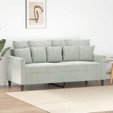 Lichtgrijze fluwelen tweezitsbank 140 cm - 35% korting