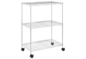 vidaXL 3-laags Opbergrek met Wielen - 150kg - Chroom