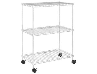 vidaXL 3-laags Opbergrek met Wielen - 150kg - Chroom