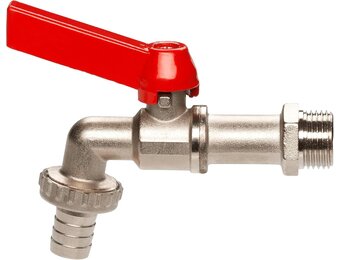 GARDENA kogel-uitloopventiel: Uitloopkraan voor binnen en buiten, schroefdraad van 26,5 mm (G 3/4"), voor slangen van 13 mm (1/2") (7332-20), metallic
