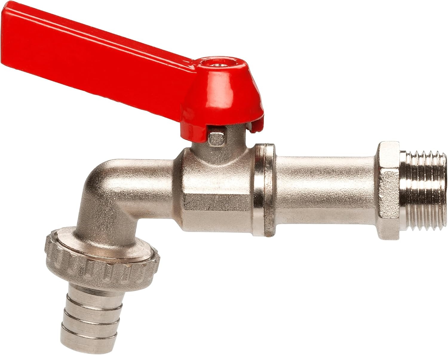 GARDENA kogel-uitloopventiel: Uitloopkraan voor binnen en buiten, schroefdraad van 26,5 mm (G 3/4"), voor slangen van 13 mm (1/2") (7332-20), metallic