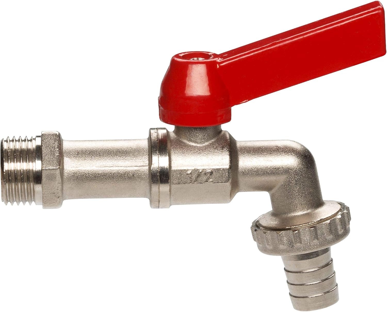 GARDENA kogel-uitloopventiel: Uitloopkraan voor binnen en buiten, schroefdraad van 26,5 mm (G 3/4"), voor slangen van 13 mm (1/2") (7332-20), metallic