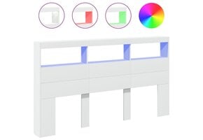 vidaXL Hoofdbordkast met LED-verlichting 180x17x102 cm wit