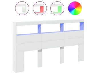 Hoofdbordkast Wit met LED-Verlichting - 180 cm breed (62% korting)