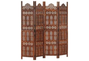 vidaXL Kamerscherm 4 panelen handgesneden 160x165 cm mangohout bruin