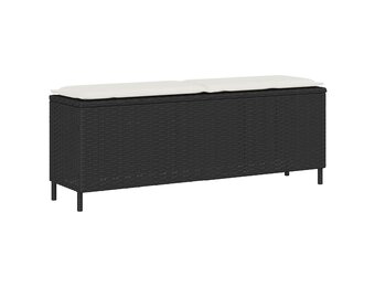 vidaXL Tuinbank met kussen 110x30x40,5 cm poly rattan zwart