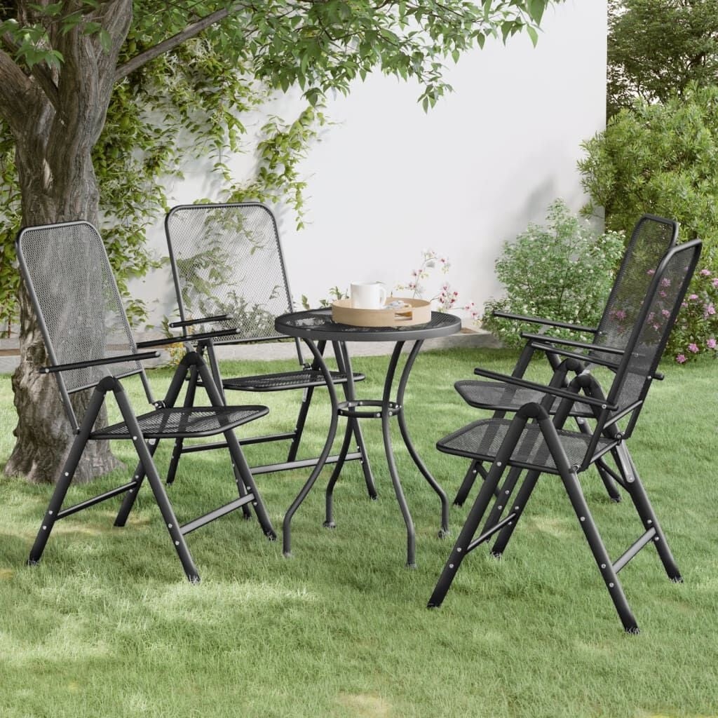 4x Antraciete Klap Tuinstoelen Metaalgaas - 59% Korting
