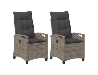 vidaXL Tuinstoel 2 st Grijs en Donkergrijs Staal en Polyester