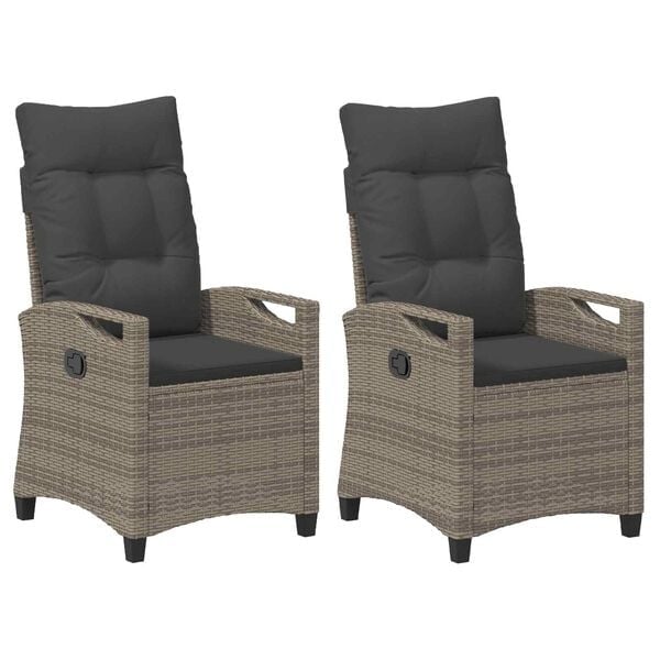 vidaXL Tuinstoel 2 st Grijs en Donkergrijs Staal en Polyester