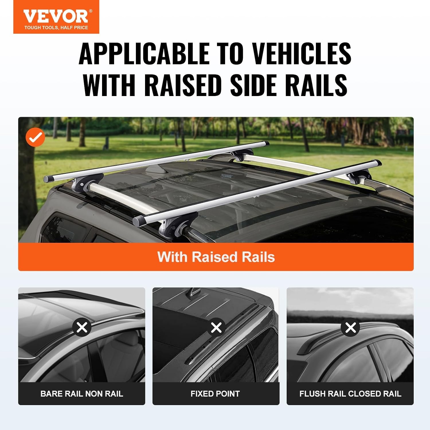 VEVOR Universele Dakdragers, 120 cm (47,2 inch) Aluminium Dakdragers, Geschikt voor Zijrails met Opening, 90KG Draagvermogen, Verstelbare Dakdragers met Sloten, voor SUV's, Sedans en Bestelwagens