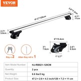 VEVOR Universele Dakdragers, 120 cm (47,2 inch) Aluminium Dakdragers, Geschikt voor Zijrails met Opening, 90KG Draagvermogen, Verstelbare Dakdragers met Sloten, voor SUV's, Sedans en Bestelwagens