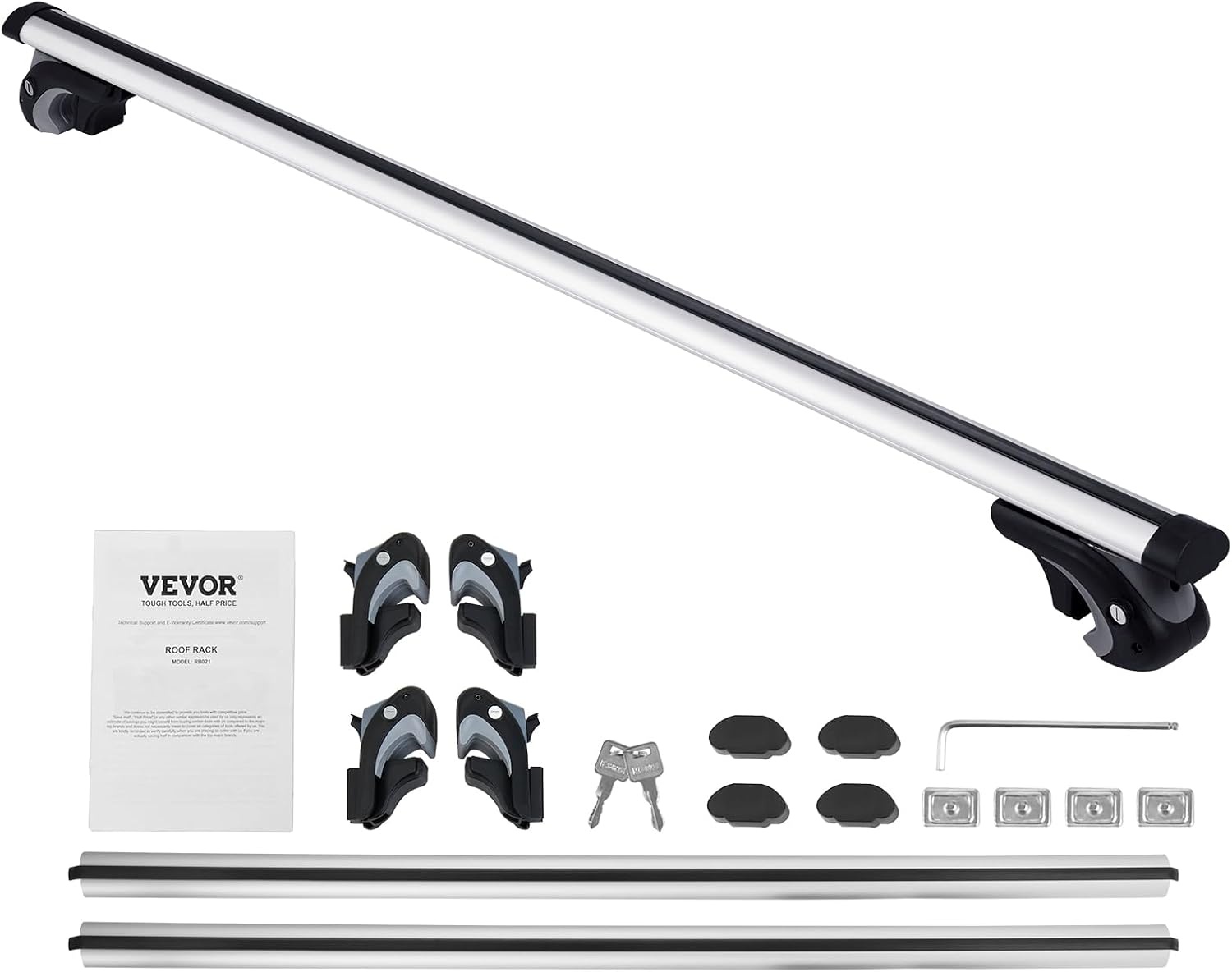 VEVOR Universele Dakdragers, 120 cm (47,2 inch) Aluminium Dakdragers, Geschikt voor Zijrails met Opening, 90KG Draagvermogen, Verstelbare Dakdragers met Sloten, voor SUV's, Sedans en Bestelwagens
