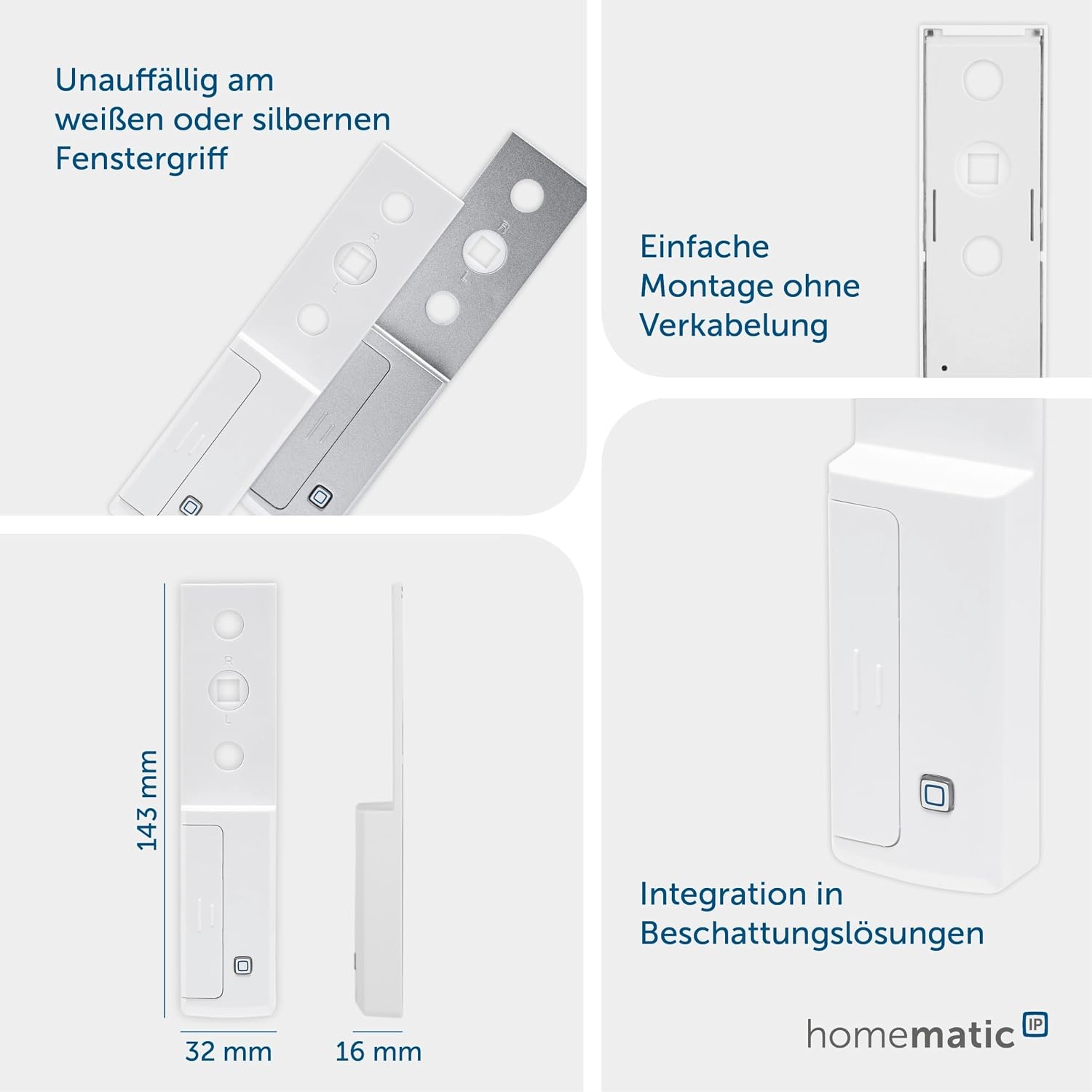 Homematic IP raamgreepsensor - slimme bewaking van de ramen, 142800A0, wit