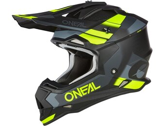 O'NEAL 2SRS Motocross Helm - Zwart/Grijs/Neon Geel - Enduro Crosshelm voor Volwassenen