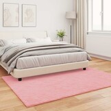 vidaXL Antislip vloerkleed van imitatie konijnenbont OLITE Roze