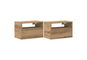 Nachtkastjes Set 2x Wandmontage Artisanaal Eiken 58% Korting