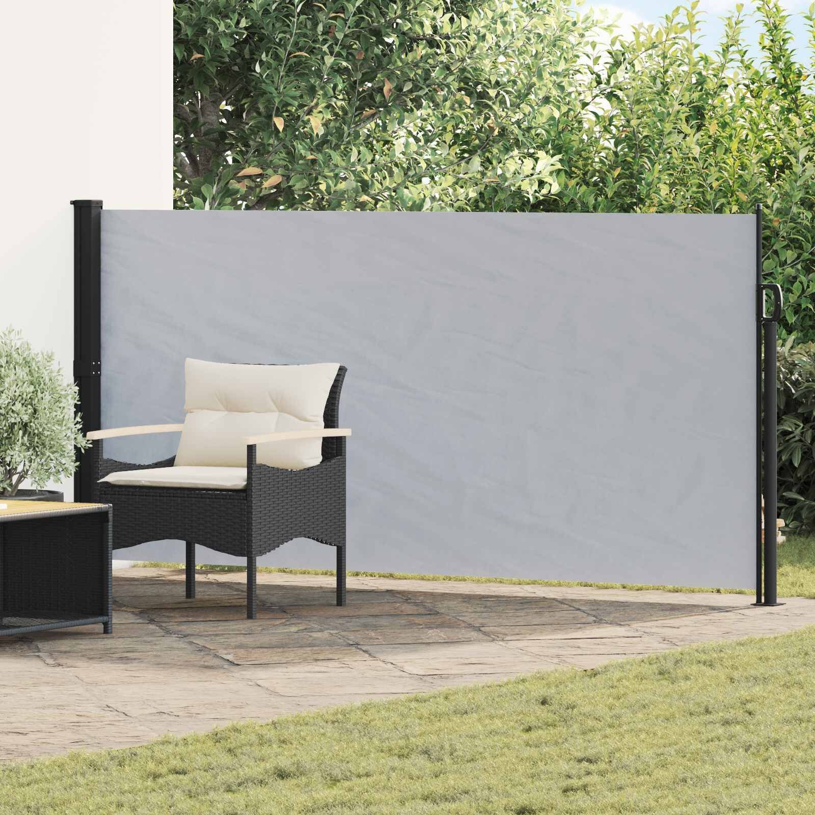 vidaXL Uittrekbaar Zijscherm Rechthoekig 120 x 500 cm Polyester Grijs