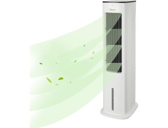 Midea Luchtkoeler met waterkoeling, mobiele airconditioning, ventilator met 5 liter waterkoeling, luchtbevochtiger en ionisatie, airconditioning zonder afvoerslang, 355 m³/u, ventilator met afstandsbediening, 55 W, wit