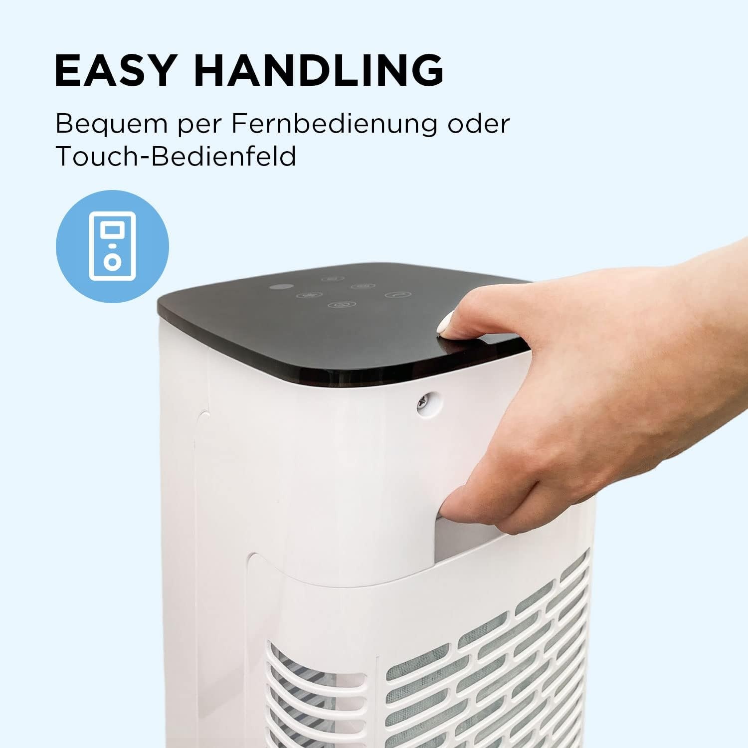Midea Luchtkoeler met waterkoeling, mobiele airconditioning, ventilator met 5 liter waterkoeling, luchtbevochtiger en ionisatie, airconditioning zonder afvoerslang, 355 m³/u, ventilator met afstandsbediening, 55 W, wit