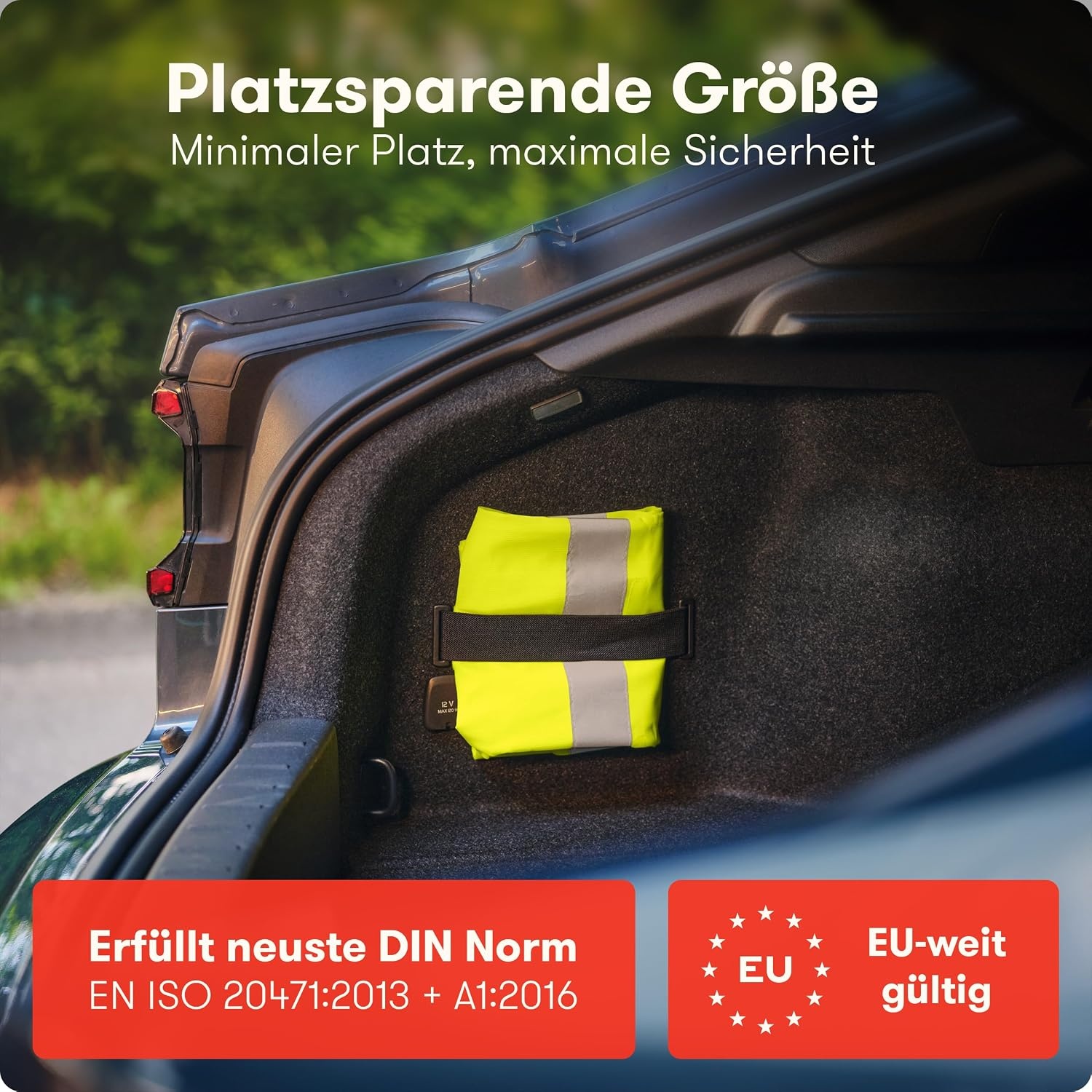 PURAHELP Veiligheidshesjes voor de auto, set van 2 stuks, Europees geldig volgens EN ISO 20471, reflecterend veiligheidsvest voor auto, geel - veiligheidsvest voor volwassenen