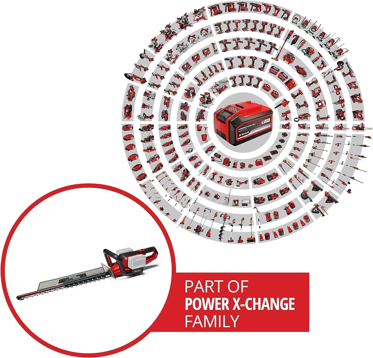 Einhell Accu Heggenschaar GE-CH 36/65 Li Solo - 65 cm - Rood/Zwart