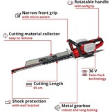 Einhell Accu Heggenschaar GE-CH 36/65 Li Solo - 65 cm - Rood/Zwart