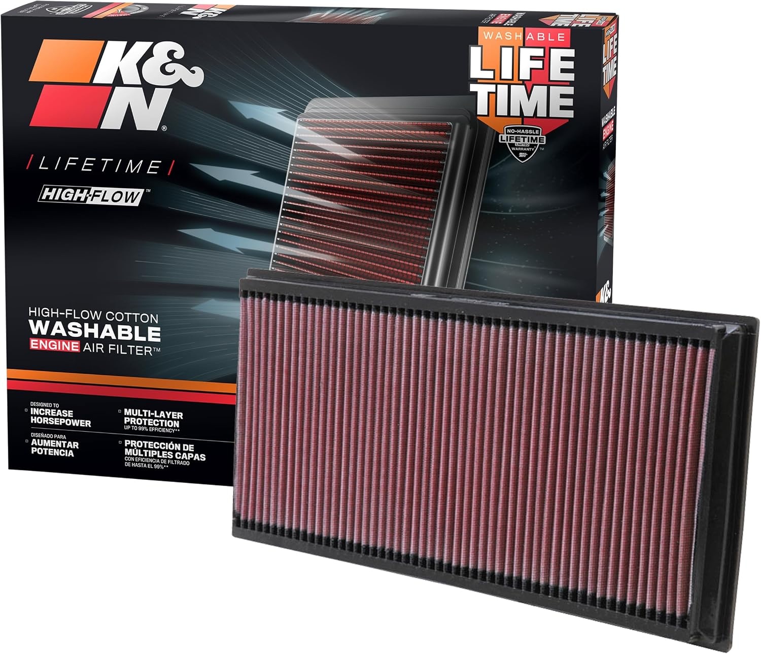 K&N vervangingsfilter compatibel met Audi Q7 2006-2013 / Range Rover 2006-2010 / Porsche Cayenne 2004-2015 / VW Touareg 2003- (33-2857)