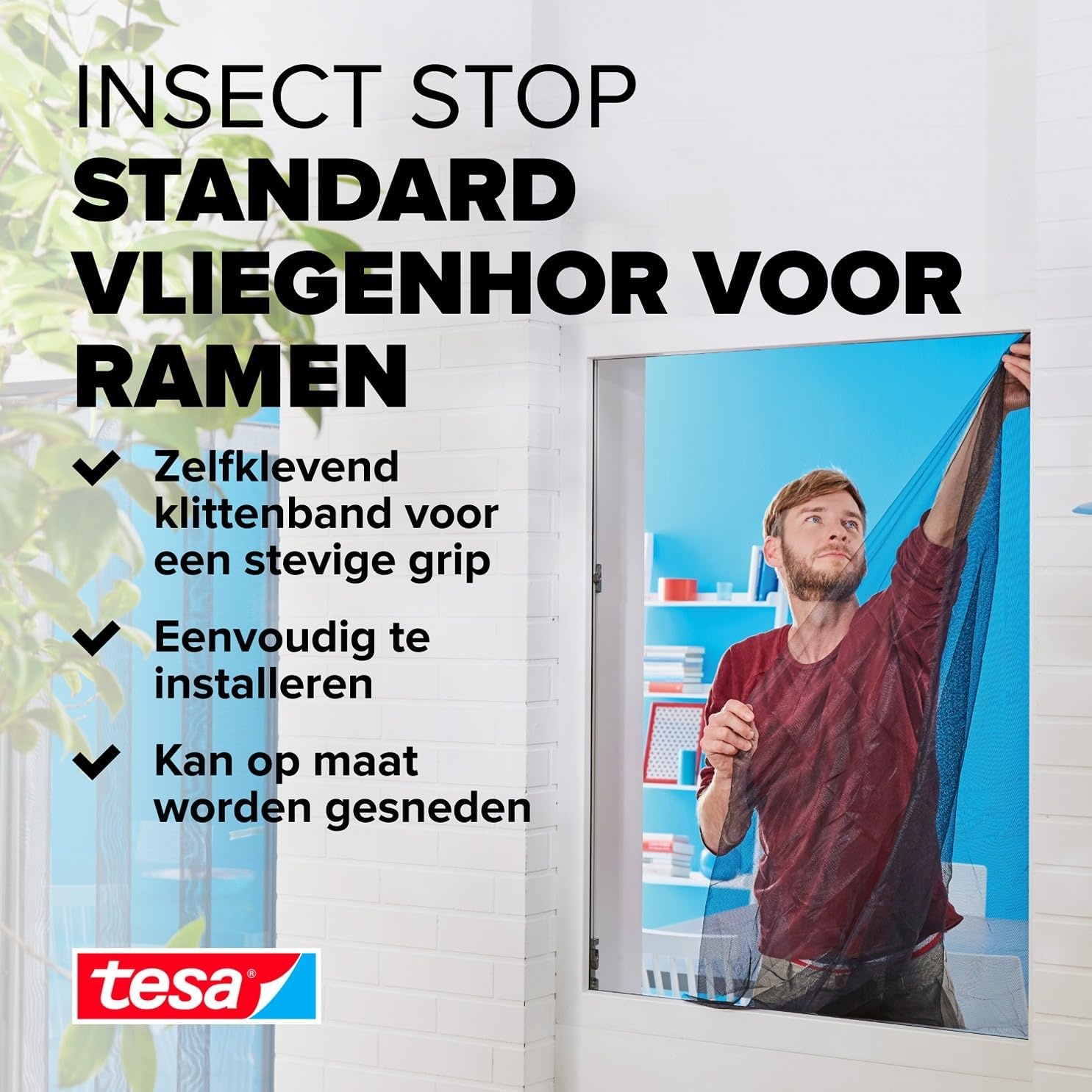 tesa INSECT STOP Klittenband Vliegenhor - 130 x 150 cm - Wit