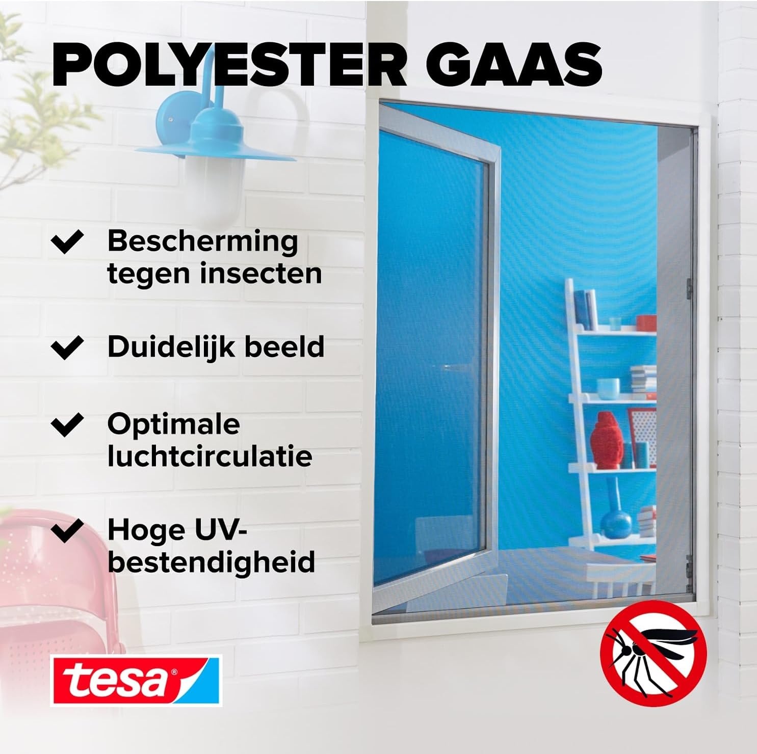 tesa INSECT STOP Klittenband Vliegenhor - 130 x 150 cm - Wit