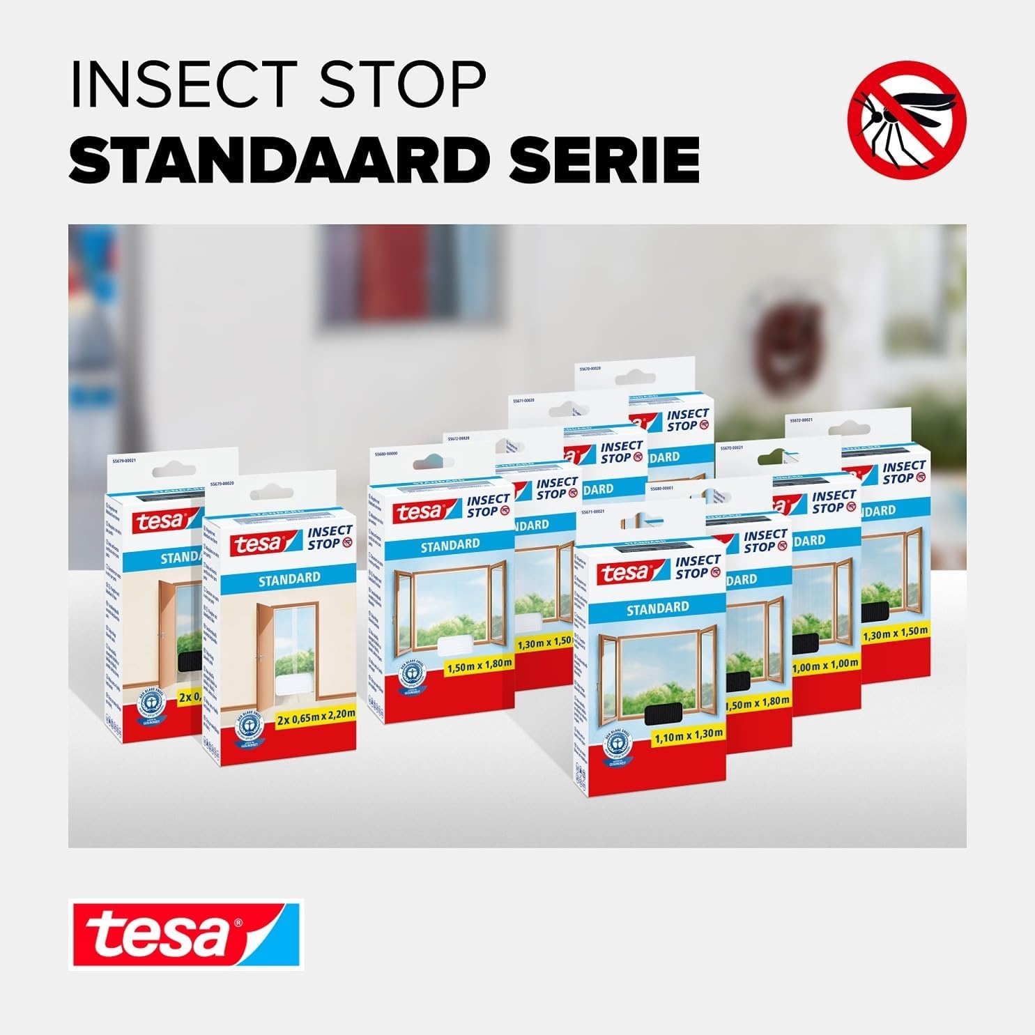 tesa INSECT STOP Klittenband Vliegenhor - 130 x 150 cm - Wit