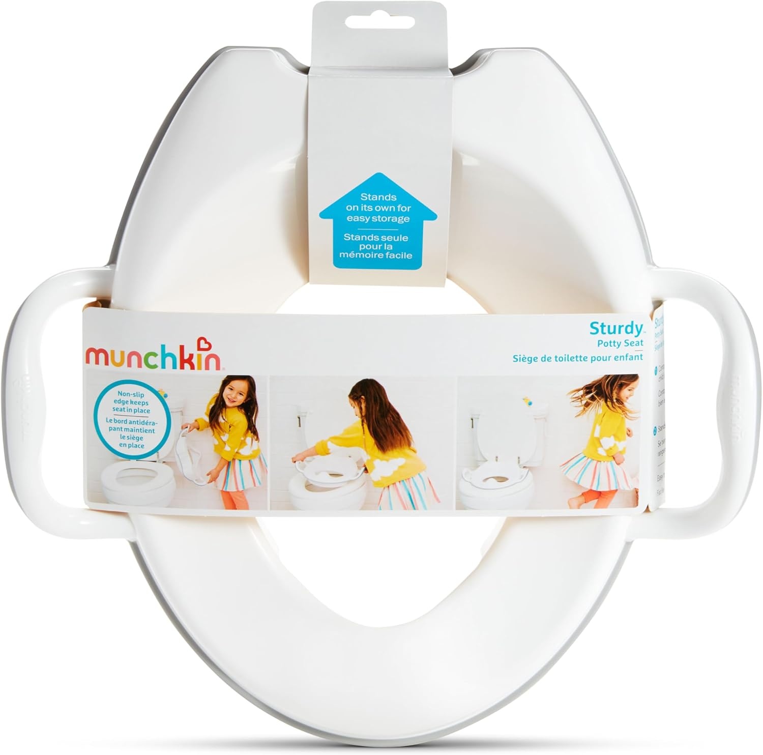 Munchkin Stevig potje | WC-bril voor zindelijkheidstraining met handgrepen en poten | Draagbare toiletbril voor peuters | Kindertoiletbril met voeten