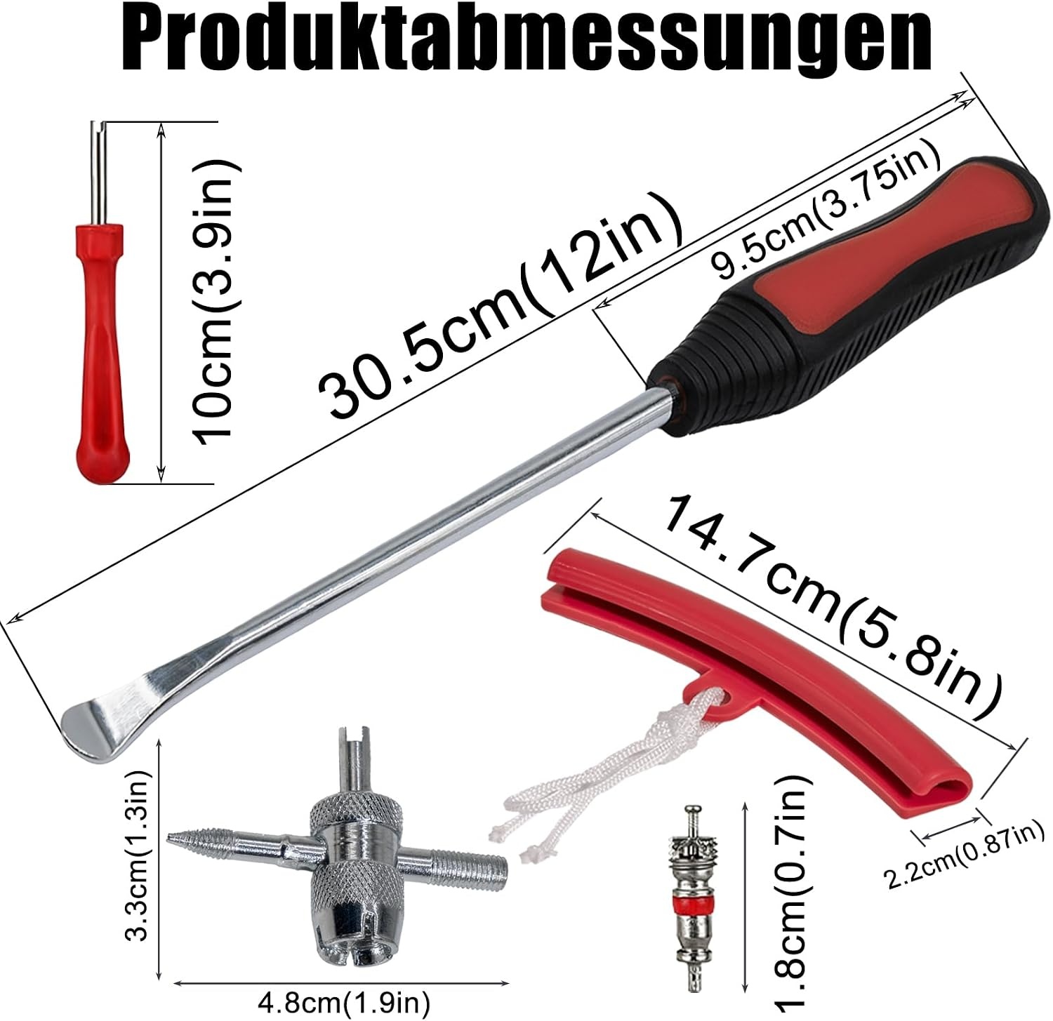 Panngu Montiereisen Banden gereedschap voor motorfiets, fiets en scooter Bandmontage gereedschap met draagbare bandenheber - Rood