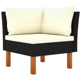 vidaXL 3-delige Loungeset poly rattan en massief eucalyptushout