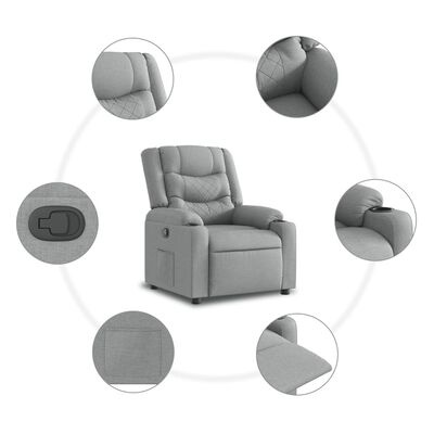 vidaXL Fauteuil verstelbaar stof lichtgrijs