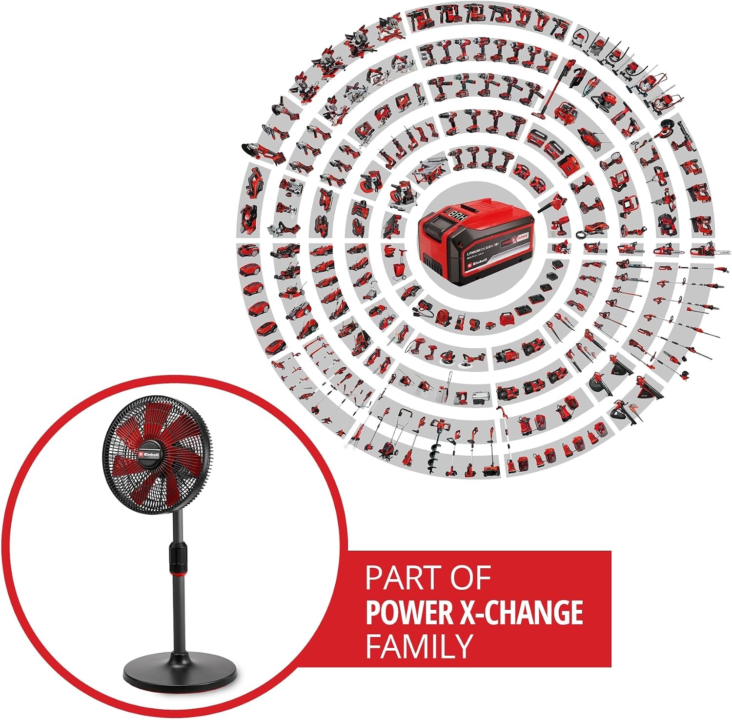 Einhell Accu Ventilator GE-CF 18/320 P Li-Solo - Rood/Zwart - 320 mm - 18V