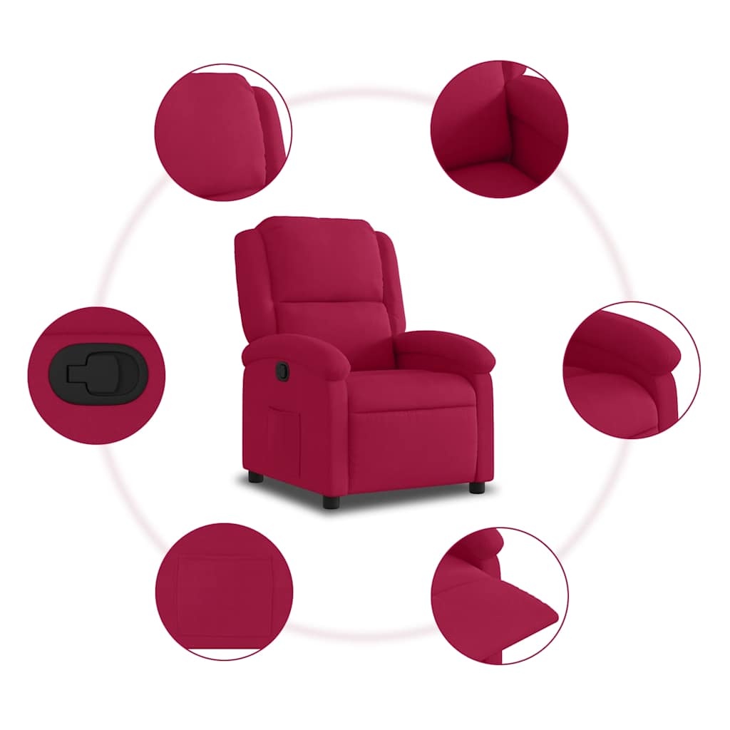 vidaXL Fauteuil verstelbaar fluweel wijnrood