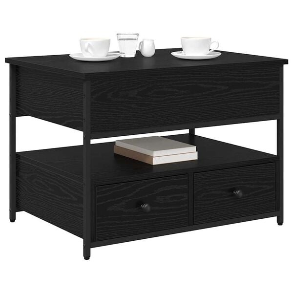 vidaXL Salontafel Zwart Eiken 70 x 50 x 54,5 cm Bewerkt hout