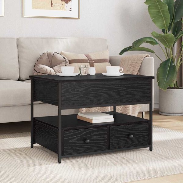 vidaXL Salontafel Zwart Eiken 70 x 50 x 54,5 cm Bewerkt hout
