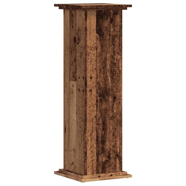 Plantenstandaard 33x33x100 cm Bewerkt Hout - Oud Houtkleurig (53% Korting)