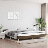 vidaXL Bedframe zonder matras stof donkerbruin 200x200 cm
