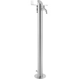Roestvrij stalen watertappunt 93 cm, tuinkraanzuil van geborsteld roestvrij staal 304, 2 kraanaansluitingen en slanghouder, tapzuil voor tuin en huis, incl. montagemateriaal