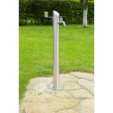 Roestvrij stalen watertappunt 93 cm, tuinkraanzuil van geborsteld roestvrij staal 304, 2 kraanaansluitingen en slanghouder, tapzuil voor tuin en huis, incl. montagemateriaal
