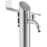 Roestvrij stalen watertappunt 93 cm, tuinkraanzuil van geborsteld roestvrij staal 304, 2 kraanaansluitingen en slanghouder, tapzuil voor tuin en huis, incl. montagemateriaal